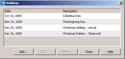 Using Identity Driven Manager Configuring Times Defining Holidays To add holidays for use when defining Times in IDM: 1.