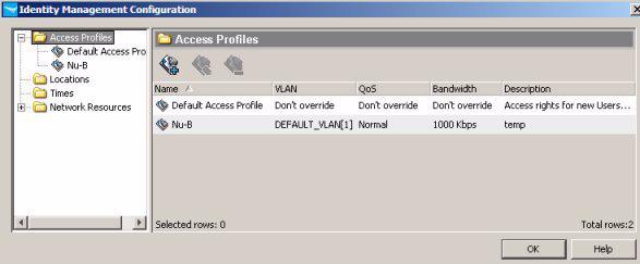 Using Identity Driven Manager Configuring Access Profiles Configuring Access Profiles IDM uses an Access Profile to set the VLAN, QoS, Bandwidth (rate-limits) and Network Resource access rules that