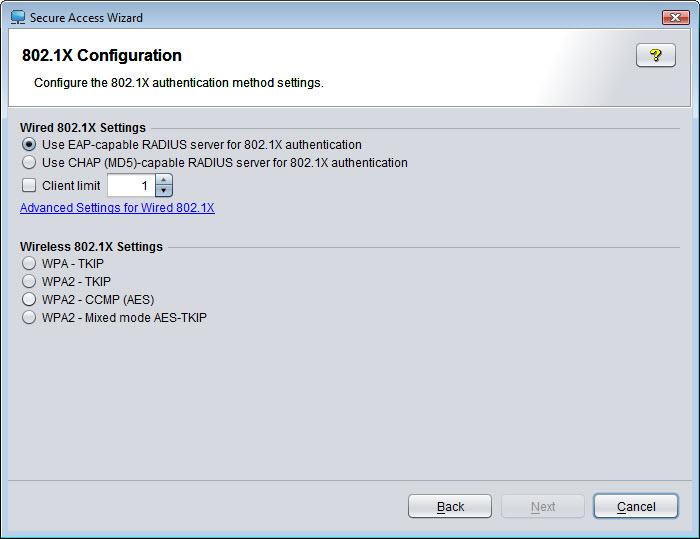 Using the Secure Access Wizard Using Secure Access Wizard 22. The 802.