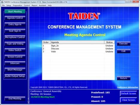 HCS-8223 Agenda Control Module HCS-8224 Speech Prompt Module Agenda Information Speech prompt Speech Prompt Module is a displayed line-by-line reproduction of the speech to assist the speaker.