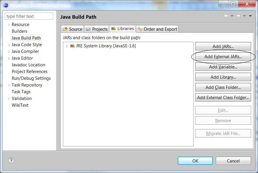 In the Package Explorer view, right-click on the project entry and select Properties.
