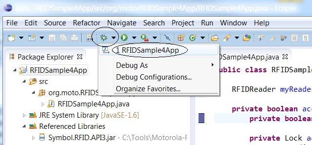 SDK): In the debug list menu select the debug configuration, if listed.
