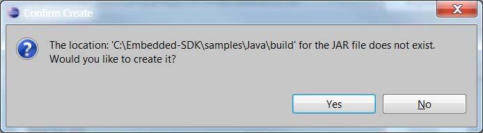 h. Select Finish to invoke the build process. i. Select Yes if required to create the build folder and continue.