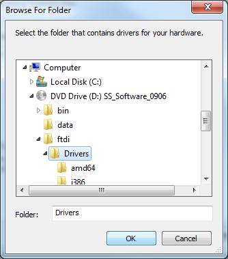 Single click (or select ) only, on the Drivers folder within the ftdi