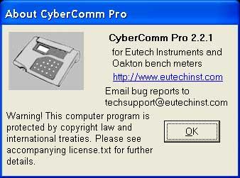 Click OK upon completion to save information. Figure 10: File Options 4.1.2 About CyberComm Pro (Help) See Figure 6.