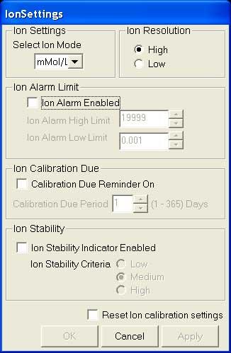 Icon 13. Ion Settings (Only applicable for ph 2100) See Figure 18.
