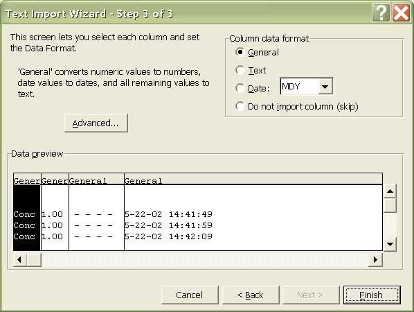 5.4 Text Import Wizard- Step 3 of 3 See Figure 25.