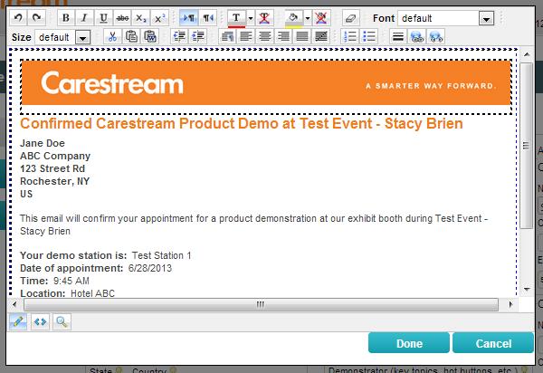 Unrestricted Internal Use - Carestream Health, 2013 7 The email will also auto-populate the Add this event to my calendar feature, allowing the user to easily add their appointment to their calendars.