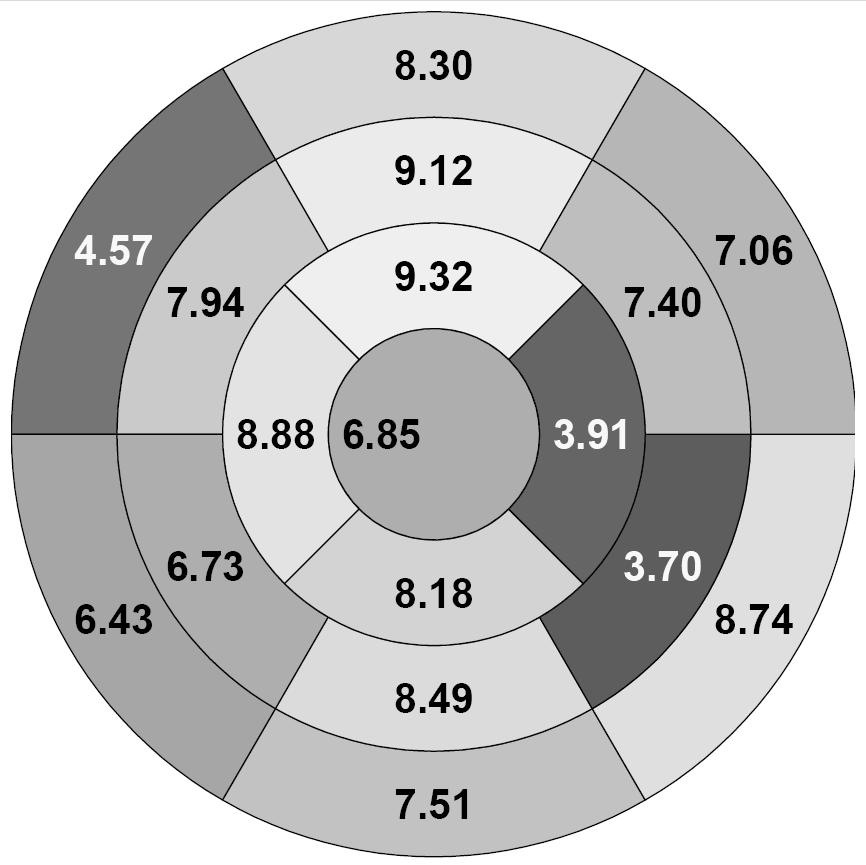 As before the values represent absolute activity estimates averaged over each segment of the heart. 3.