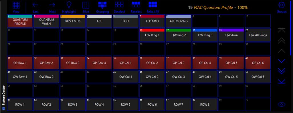 Fixture selection Selecting fixtures and recording fixture groups is very easy in M-PC.