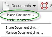 2. Via the upload document option in the Document menu. 3.