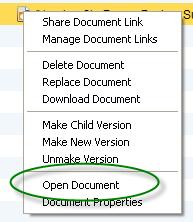 Once selected, the Open Documents dialog box will appear and then the document will open in its native application at which time the user can then make the appropriate edits to the document. 2.