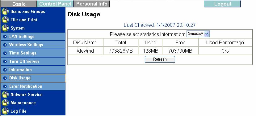 IP Address 2 Bay 3.5 HDD SATA NAS Disk Usage Collect and display all Disk usage summary and user s quota information.