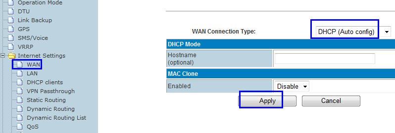 DHCP: here it can be DHCP WiFi Client.