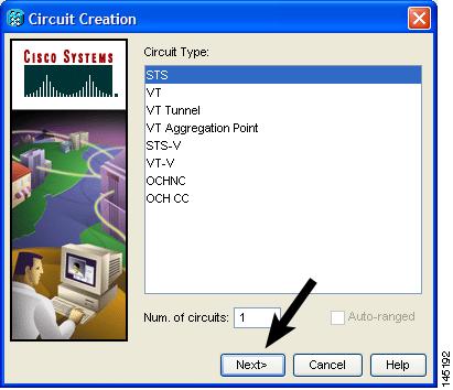 Configuring RPR Chapter 17 Figure 17-7 CTC Circuit Creation Wizard Step 3 Step 4 Step 5 Step 6 Step 7 In the Circuit Type list, select STS. Click Next. The Circuit Attributes page appears.