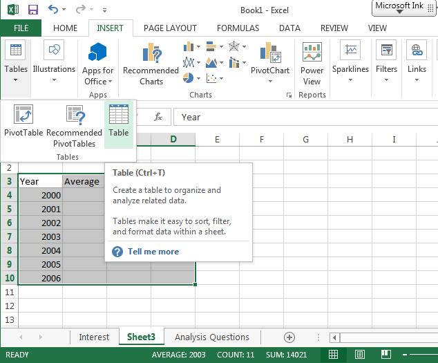 Creating Tables Select data