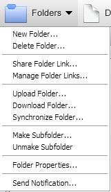 Folders The Folders menu enables users to easily upload and download folders, create