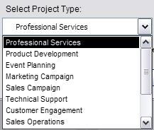 Select Project Type You have the ability to select a Project Type. A project type can be used to group or categorize projects.