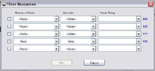 Filter Resources - Selecting this option enables users to create a filter for specific project related data.
