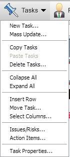 Tasks The Task menu is where users can create new tasks, update multiple tasks, delete