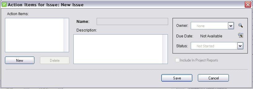 Once selected, the Action Item for Issue or Task dialog box will appear where you can create the