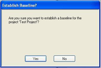 Once selected, the Establish baseline dialog box will appear confirming that the user wants to