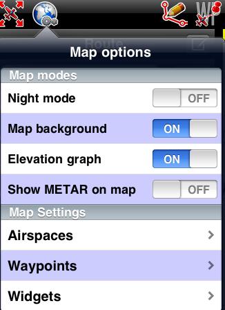 Map Settings and display options From the «Toolbar» press the «Map Settings» button to access various options for the moving map.