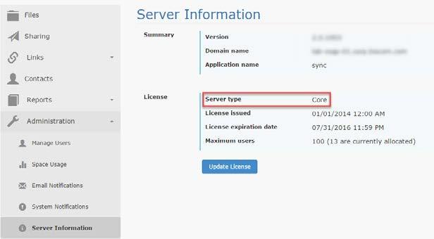 Server Information. Maximum users displays the number of licenses available.