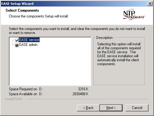 20 NTP Software Quota & File Sentinel Installation and User s Guide Installing EASE 4 Choose Yes to launch the EASE Setup program (only appears if EASE isn t already installed or an older version of