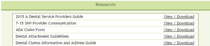 Access Resources The Resources page gives you access to helpful information, such as this Provider Portal Guide, ADA claim forms, preauthorization guidelines, Solstice Schedules of Benefits and much
