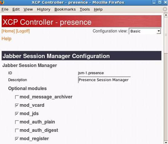 Figure 3: Presence Session Manager Configuration
