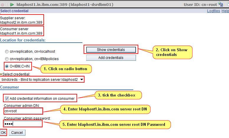 Figure 25: Enter ldaphost1 credential information Enter all the information requested in Figure 25. Click OK.