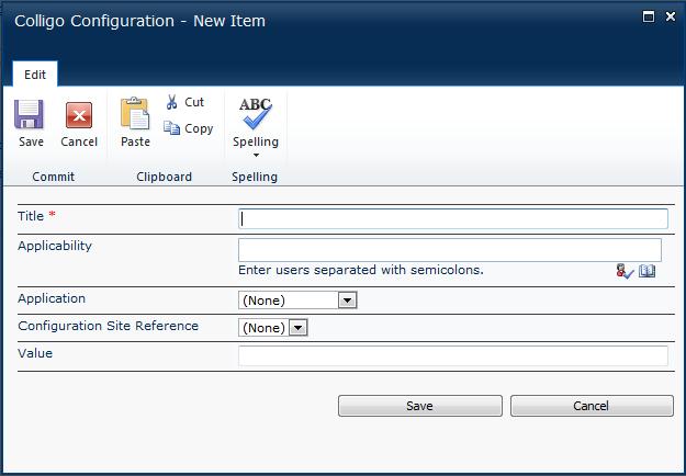 Colligo Configuration List The Configuration list is a list of settings that are accessed Colligo Briefcase. NOTE: the Configuration list applies to Colligo Briefcase and Colligo Email Manager only.