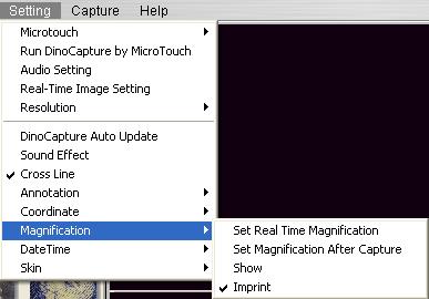 Set Magnification After Capture When activated, this option will bring up a box prompting you to enter the magnification after capturing each picture.