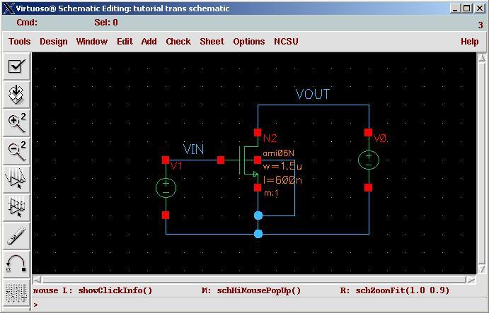 of a NMOS transistor. Repeat this procedure to label the VOUT net. Press ESC when you are done.
