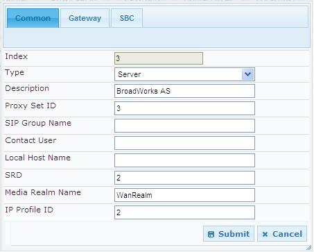 To configure the IP Group Table for BroadWorks Application Server, use the following steps. 1) Open the SIP Interface Table page (Configuration VoIP Control Network IP Group Table).