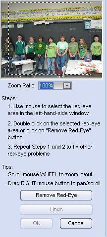 BOTTOM: Moving to next Picture Zoom Resize Crop Draw Board Red Eye Removal Print Close Full Screen Red Eye Removal: You can zoom in on an area by changing the zoom ratio.