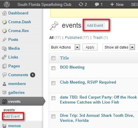 Creating an Event 1. Log into the Admin site 2.