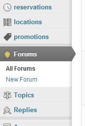 Creating a new Forum Main Category 1. Log into your Admin Site 2. Click on the Forums link on the left rail 3.