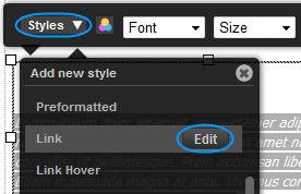 Click Styles, then click the Edit button next to the Link Style.