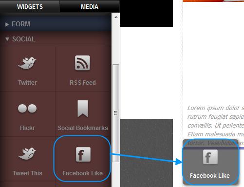 Drag the Facebook Like widget to the area of your web page you would like it