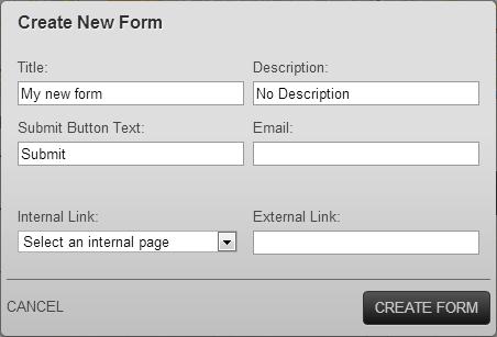 Step 3 The new form Screen will open. 1 2 4 5 3 6 1 Title: Enter a unique name for each form on your website.