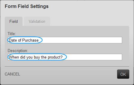 Step 3 Enter Date of Purchase in the Title text box, and a description in the