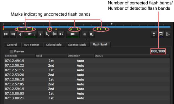 Checking and editing detected flash bands 1. Load the clip that you want to check into the [Preview] window. 2.