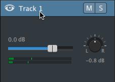 Adjusting track controls The controls in the track list allow you to adjust a track's volume, adjust track panning, and mute or solo a track.