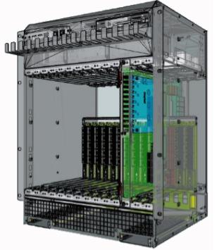 Figure 2: The 14 slots ATCA crate with one ATCA board One of the latest activities of the RD51 collaboration is the development of the classic SRS system in the ATCA format.