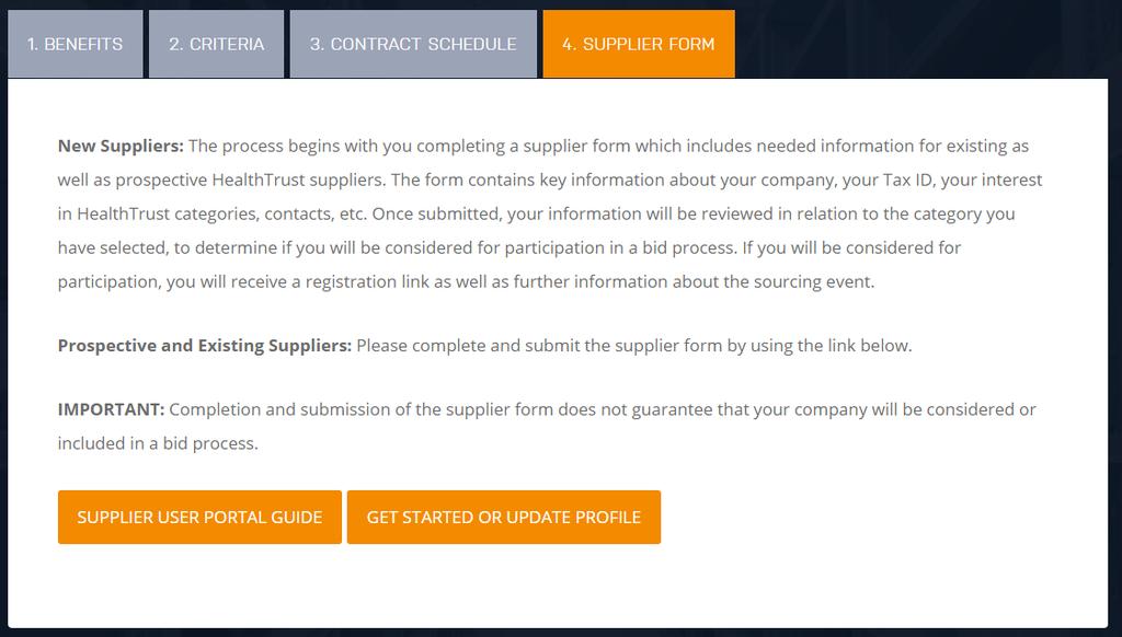 This link to the Supplier Form allows you to provide HealthTrust with information about your