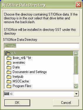 The window shown in the screen shot below will appear next advising you to select the data directory.