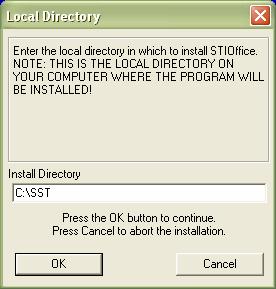 You will then be prompted to select the LOCAL directory into which to install the