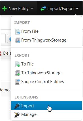 ThingWorx Composer: Install the Extensions To install the extensions bundled in PTC Navigate Manage Traces, complete the following steps: 1.